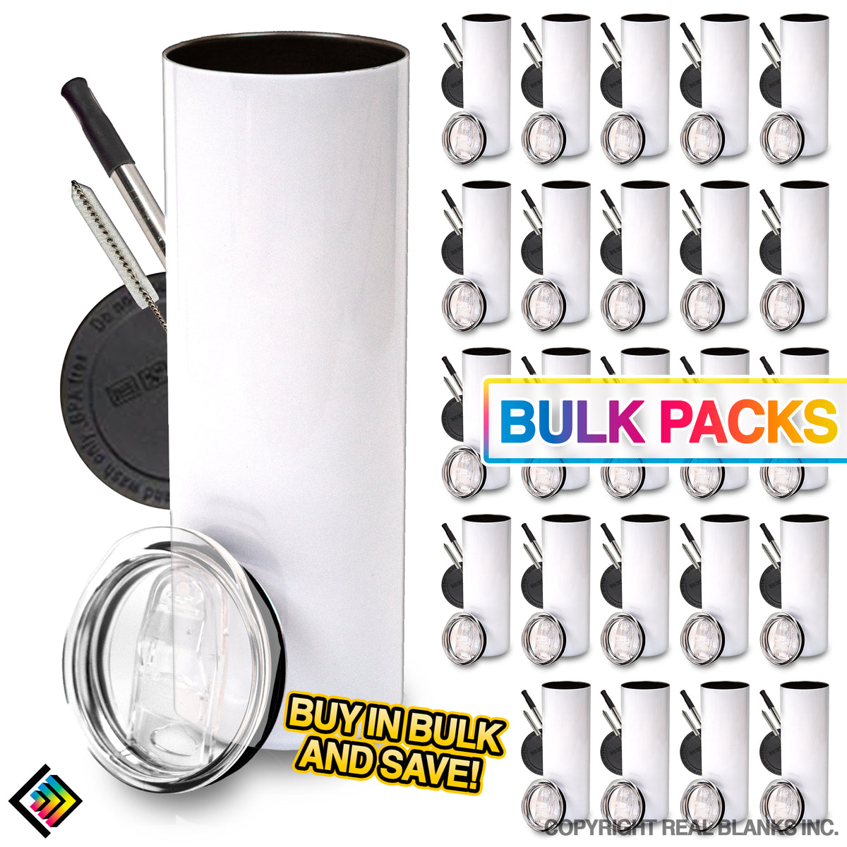 Real Blanks BULK- 20 oz Straight Sublimation Tumblers - (No Taper) – REAL  BLANKS
