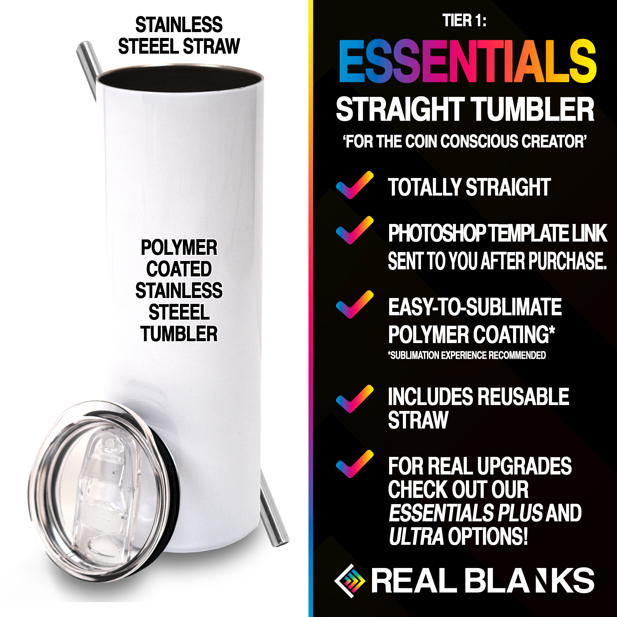 20 oz Sublimation Tumbler Bulk Pack | Full Range of Accessories | 8 Pack